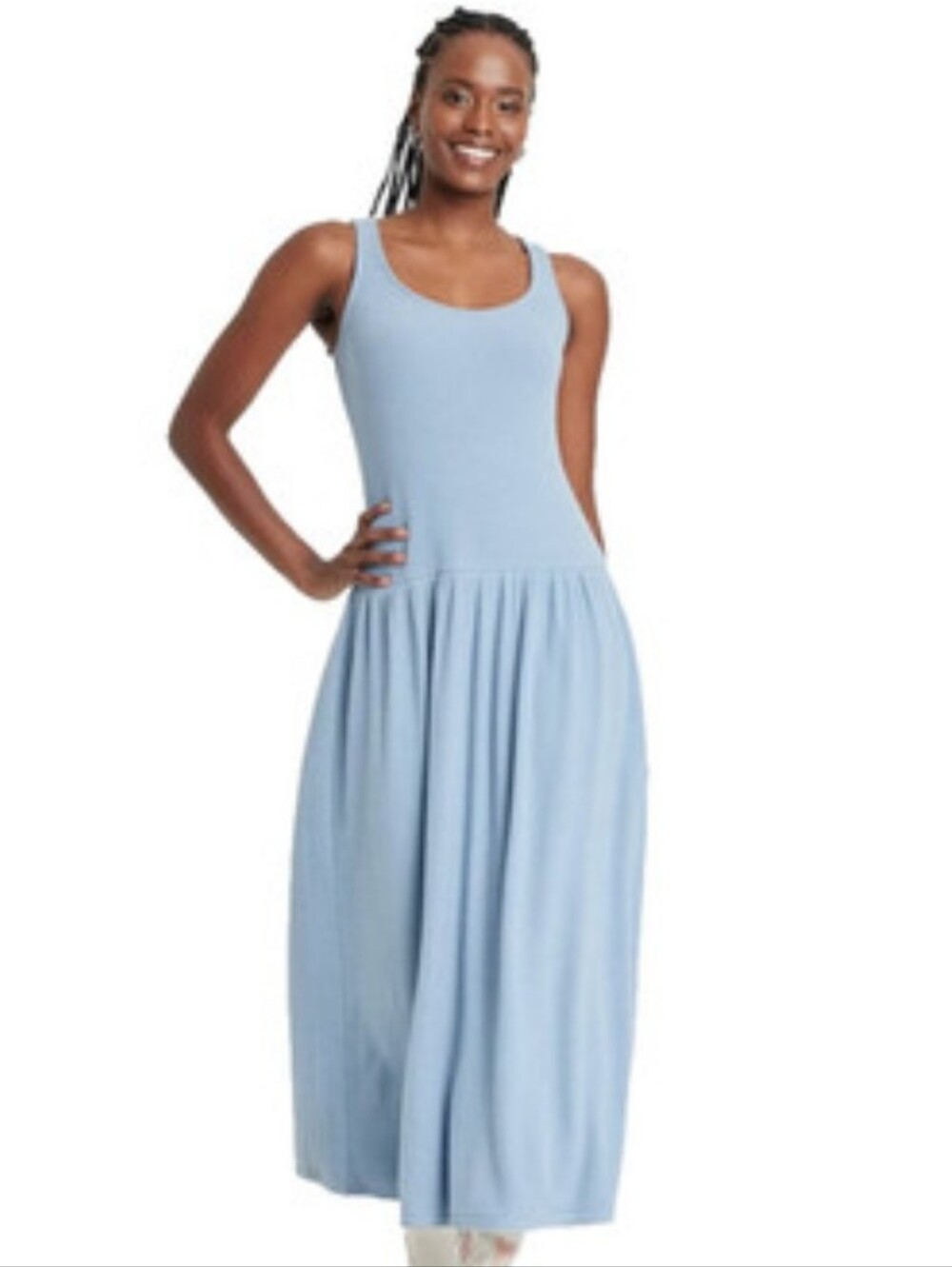 Universal Thread Dusty Blue Ribbed Tank Maxi Dress